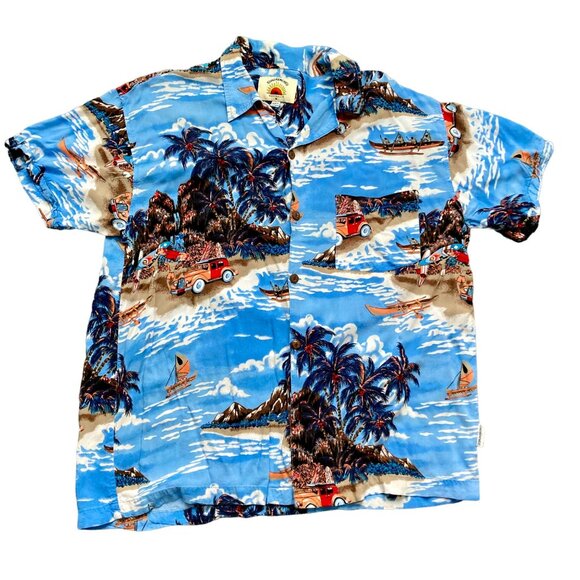 Vintage Sundrenched Australia Hawaiian Shirt Men's Size M Surfing Sea Theme - Picture 1 of 7